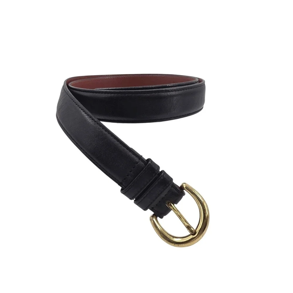 Coach Womens M Leather Black Skinny Belt